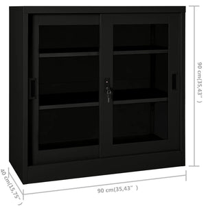Ντουλάπι με Συρόμενη Πόρτα Μαύρο 90 x 40 x 90 εκ. Ατσάλινο