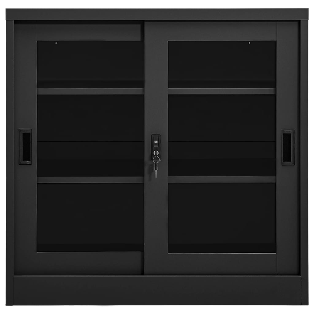 Ντουλάπι με Συρόμενη Πόρτα Ανθρακί 90 x 40 x 90 εκ. Ατσάλινο