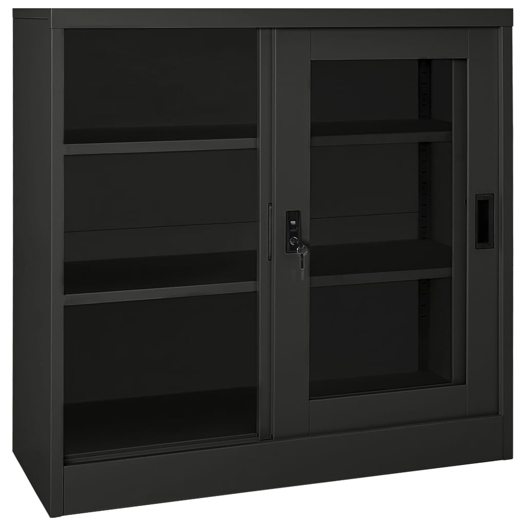 Ντουλάπι με Συρόμενη Πόρτα Ανθρακί 90 x 40 x 90 εκ. Ατσάλινο