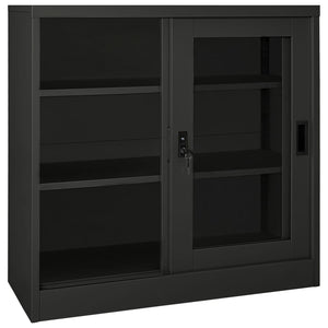 Ντουλάπι με Συρόμενη Πόρτα Ανθρακί 90 x 40 x 90 εκ. Ατσάλινο