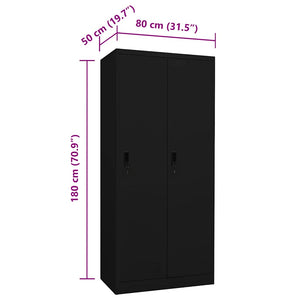 Ντουλάπα Μαύρη 80 x 50 x 180 εκ. Ατσάλινη - Pakobazaar