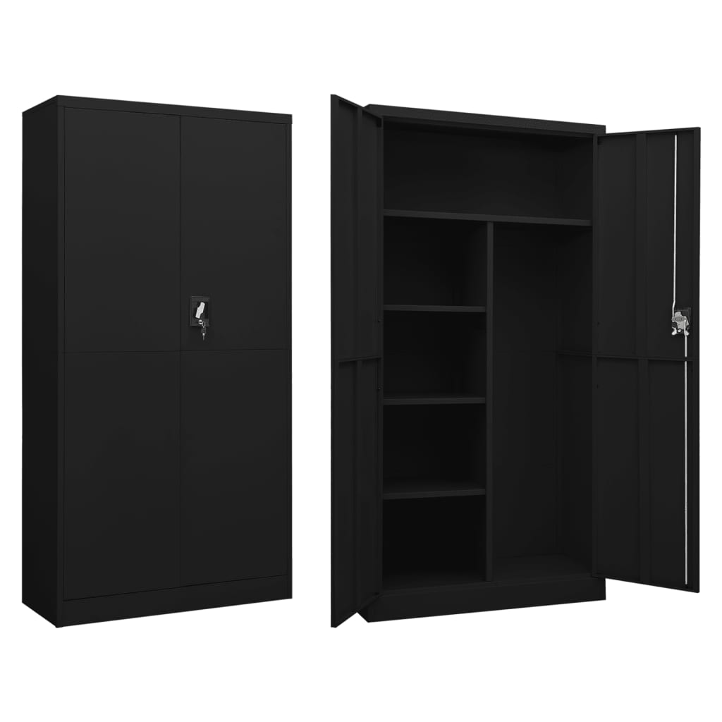 Φοριαμός Μαύρος 90 x 40 x 180 εκ. Ατσάλινος