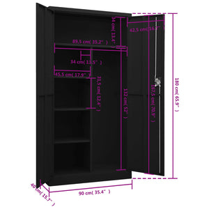 Φοριαμός Μαύρος 90 x 40 x 180 εκ. Ατσάλινος