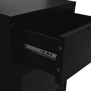 Κομοδίνο Μαύρο 40 x 30 x 54,5 εκ. από Ατσάλι και Γυαλί