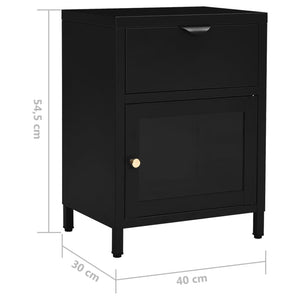 Κομοδίνο Μαύρο 40 x 30 x 54,5 εκ. από Ατσάλι και Γυαλί