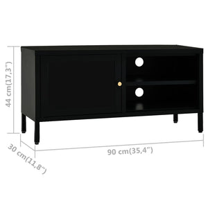 Έπιπλο Τηλεόρασης Μαύρο 90 x 30 x 44 εκ. από Ατσάλι και Γυαλί - Pakobazaar