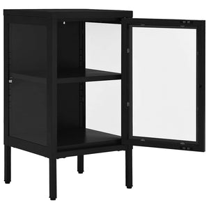 Μπουφές Μαύρος 38 x 35 x 70 εκ. Ατσάλι και Γυαλί