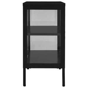 Μπουφές Μαύρος 70 x 35 x 70 εκ. από Ατσάλι και Γυαλί