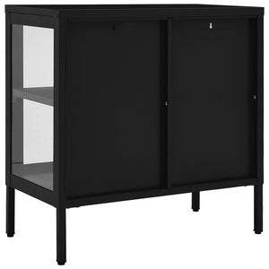 Μπουφές Μαύρος 70 x 35 x 70 εκ. από Ατσάλι και Γυαλί