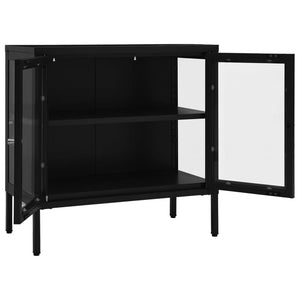 Μπουφές Μαύρος 70 x 35 x 70 εκ. από Ατσάλι και Γυαλί