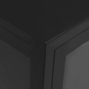 Μπουφές Μαύρος 70 x 35 x 70 εκ. από Ατσάλι και Γυαλί