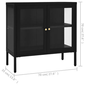 Μπουφές Μαύρος 70 x 35 x 70 εκ. από Ατσάλι και Γυαλί
