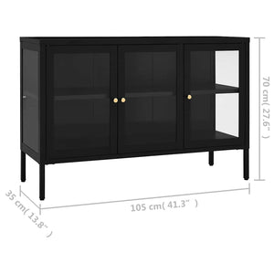 Μπουφές Μαύρος 105 x 35 x 70 εκ. από Ατσάλι και Γυαλί