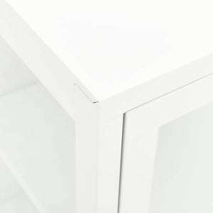 Μπουφές Λευκός 105 x 35 x 70 εκ. από Ατσάλι και Γυαλί