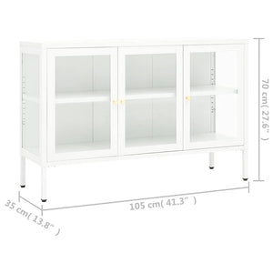Μπουφές Λευκός 105 x 35 x 70 εκ. από Ατσάλι και Γυαλί