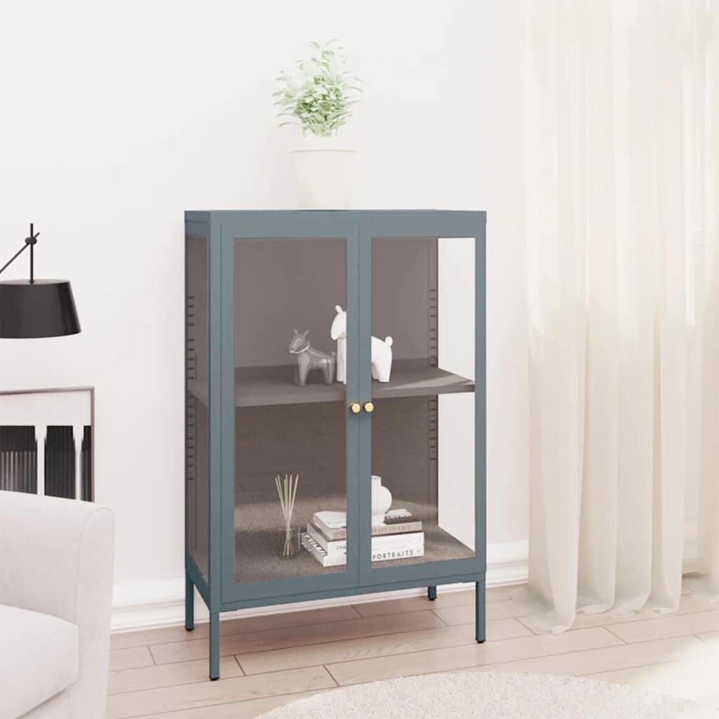 Μπουφές Ανθρακί 75 x 35 x 105 εκ. από Ατσάλι και Γυαλί