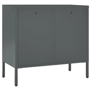 Μπουφές Ανθρακί 75 x 35 x 70 εκ. από Ατσάλι και Ψημένο Γυαλί