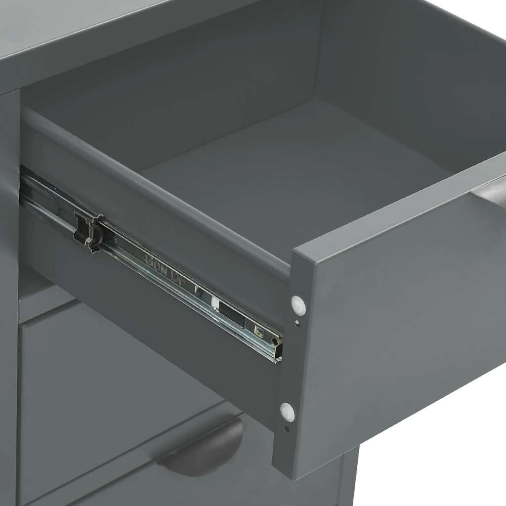 Μπουφές Ανθρακί 75 x 35 x 70 εκ. από Ατσάλι και Ψημένο Γυαλί