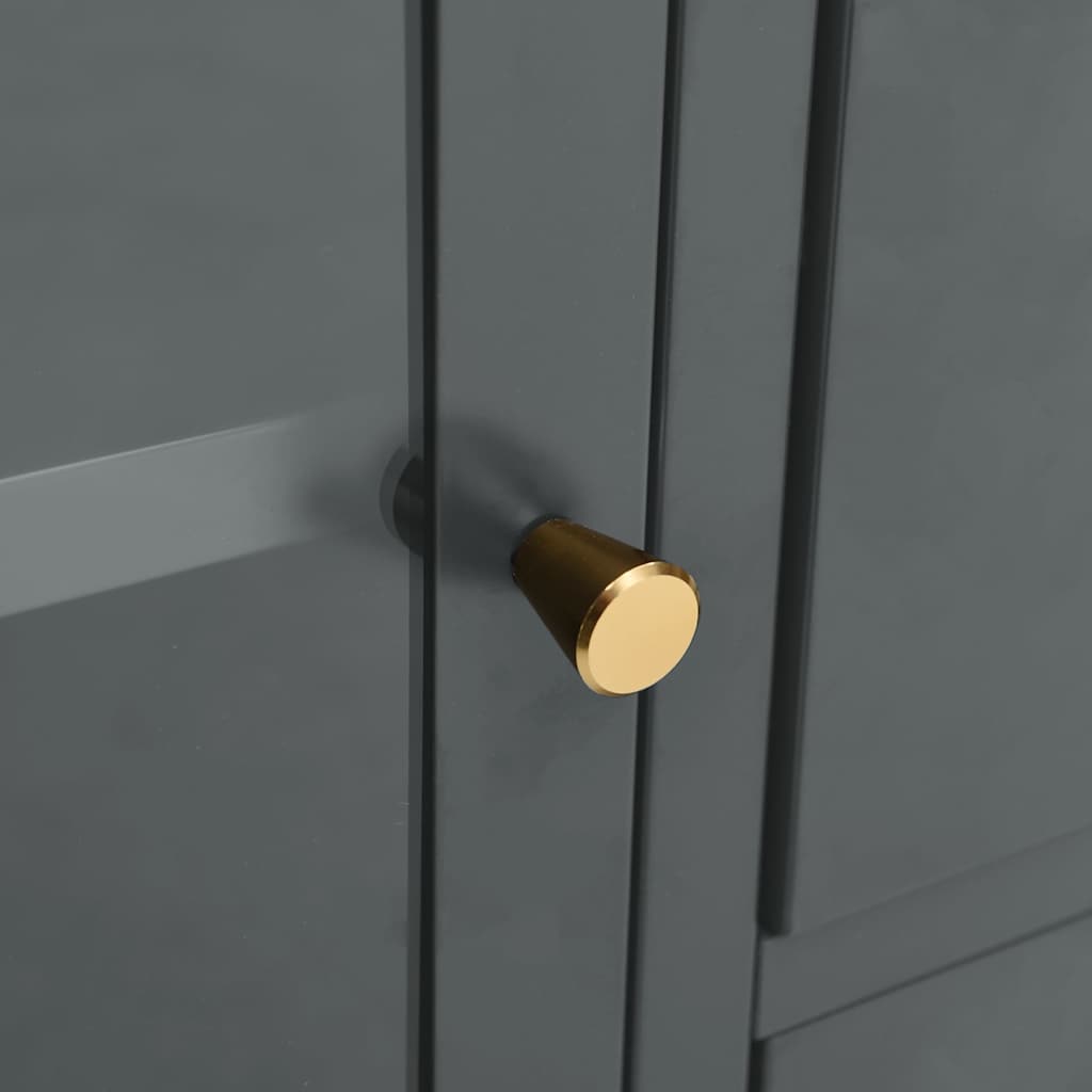 Μπουφές Ανθρακί 75 x 35 x 70 εκ. από Ατσάλι και Ψημένο Γυαλί