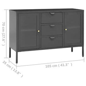 Μπουφές Ανθρακί 105 x 35 x 70 εκ. από Ατσάλι και Ψημένο Γυαλί