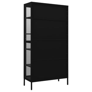 Ντουλάπα Βιτρίνας Μαύρη 90 x 40 x 180 εκ. Ατσάλι / Ψημένο Γυαλί