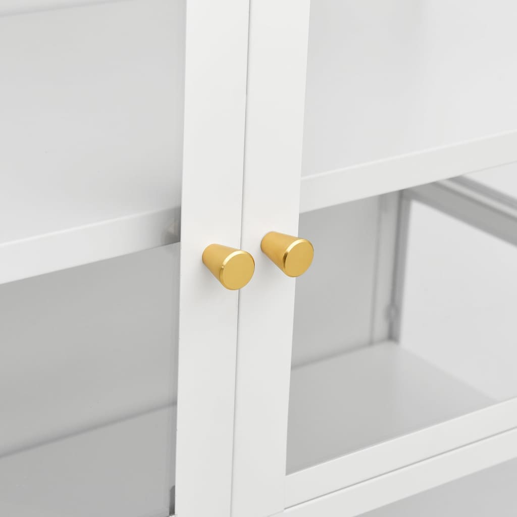 Ντουλάπα Βιτρίνας Λευκή 90 x 40 x 180 εκ. Ατσάλι / Ψημένο Γυαλί