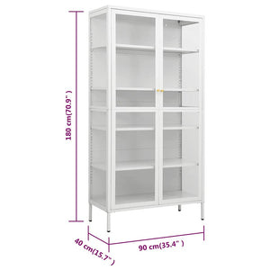 Ντουλάπα Βιτρίνας Λευκή 90 x 40 x 180 εκ. Ατσάλι / Ψημένο Γυαλί