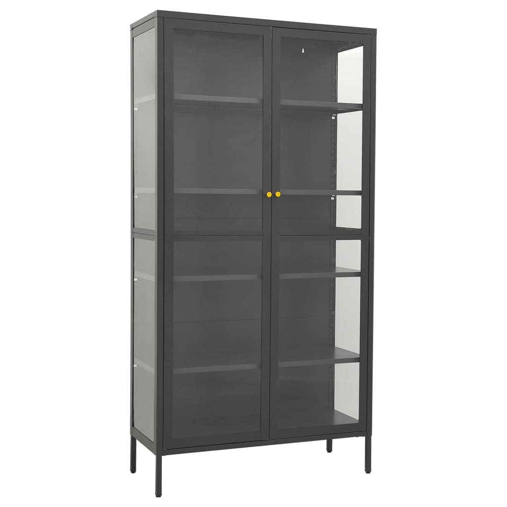 Ντουλάπα Βιτρίνας Ανθρακί 90x40x180 εκ. Ατσάλι / Ψημένο Γυαλί