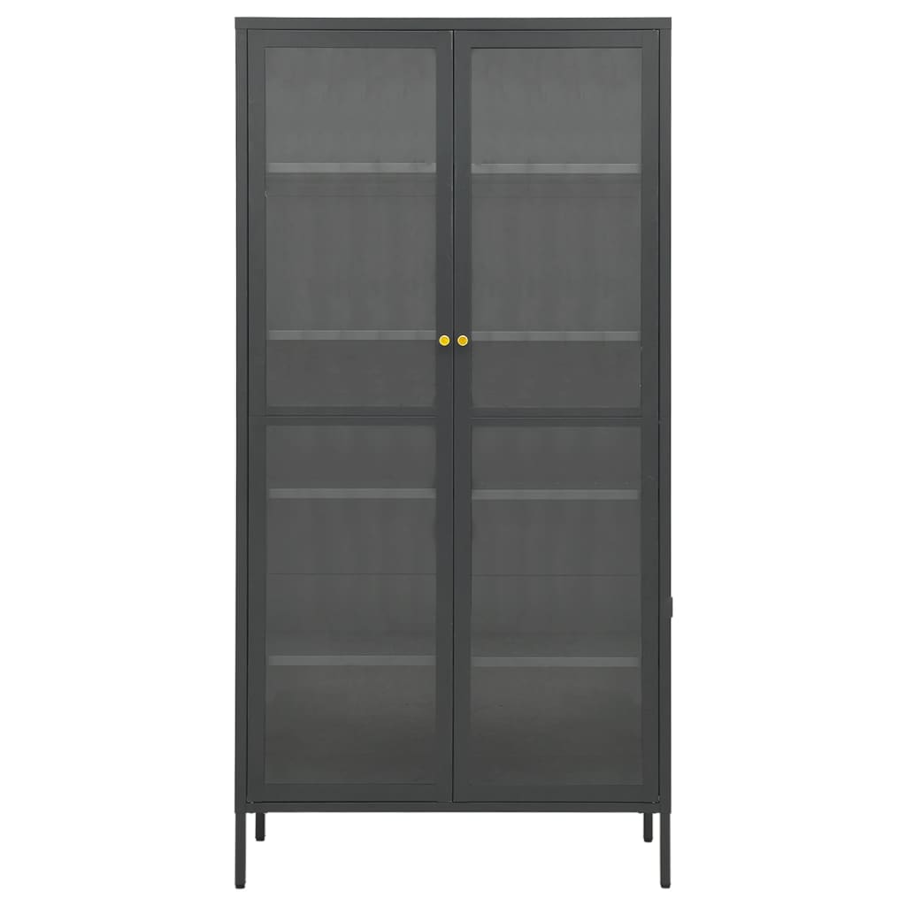 Ντουλάπα Βιτρίνας Ανθρακί 90x40x180 εκ. Ατσάλι / Ψημένο Γυαλί