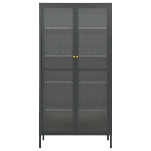 Ντουλάπα Βιτρίνας Ανθρακί 90x40x180 εκ. Ατσάλι / Ψημένο Γυαλί