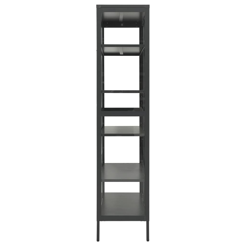 Ντουλάπα Βιτρίνας Ανθρακί 90x40x180 εκ. Ατσάλι / Ψημένο Γυαλί