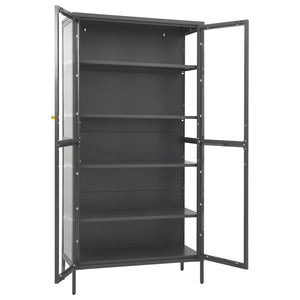 Ντουλάπα Βιτρίνας Ανθρακί 90x40x180 εκ. Ατσάλι / Ψημένο Γυαλί