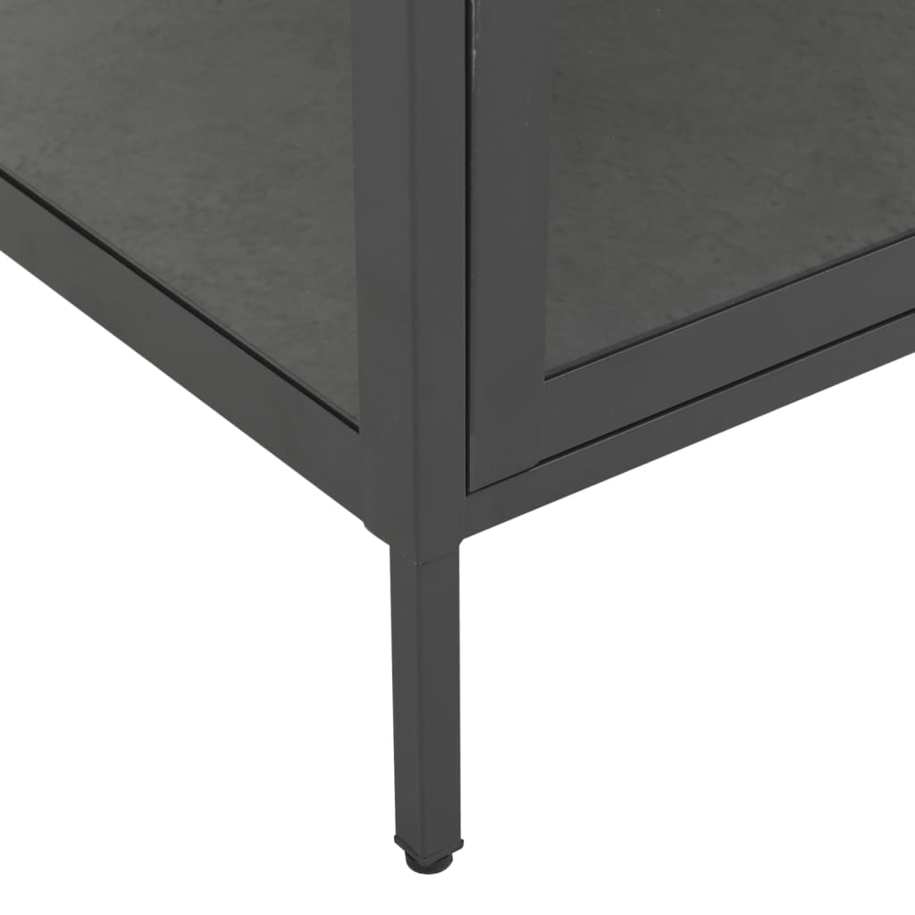 Ντουλάπα Βιτρίνας Ανθρακί 90x40x180 εκ. Ατσάλι / Ψημένο Γυαλί