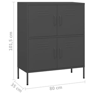 Ντουλάπι Αποθήκευσης Ανθρακί 80 x 35 x 101,5 εκ. από Ατσάλι