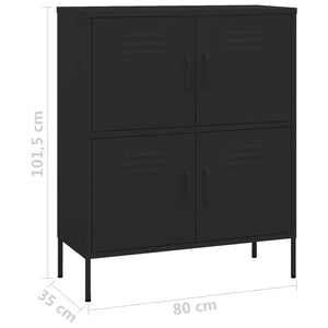 Ντουλάπι Αποθήκευσης Μαύρο 80 x 35 x 101,5 εκ. από Ατσάλι