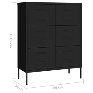 Συρταριέρα Μαύρη 80 x 35 x 101,5 εκ. από Ατσάλι