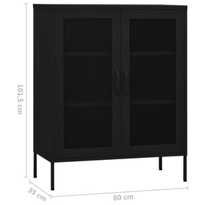 Ντουλάπι Αποθήκευσης Μαύρο 80 x 35 x 101,5 εκ. Ατσάλινο