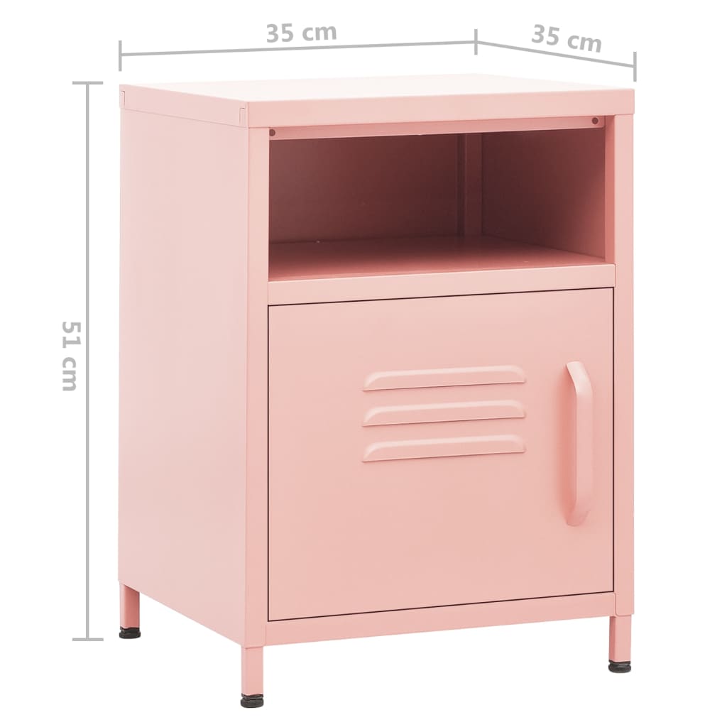 Κομοδίνο Ροζ 35 x 35 x 51 εκ. από Ατσάλι - Pakobazaar