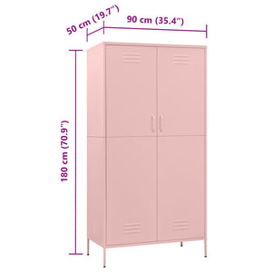 Ντουλάπα Ροζ 90 x 50 x 180 εκ. από Ατσάλι