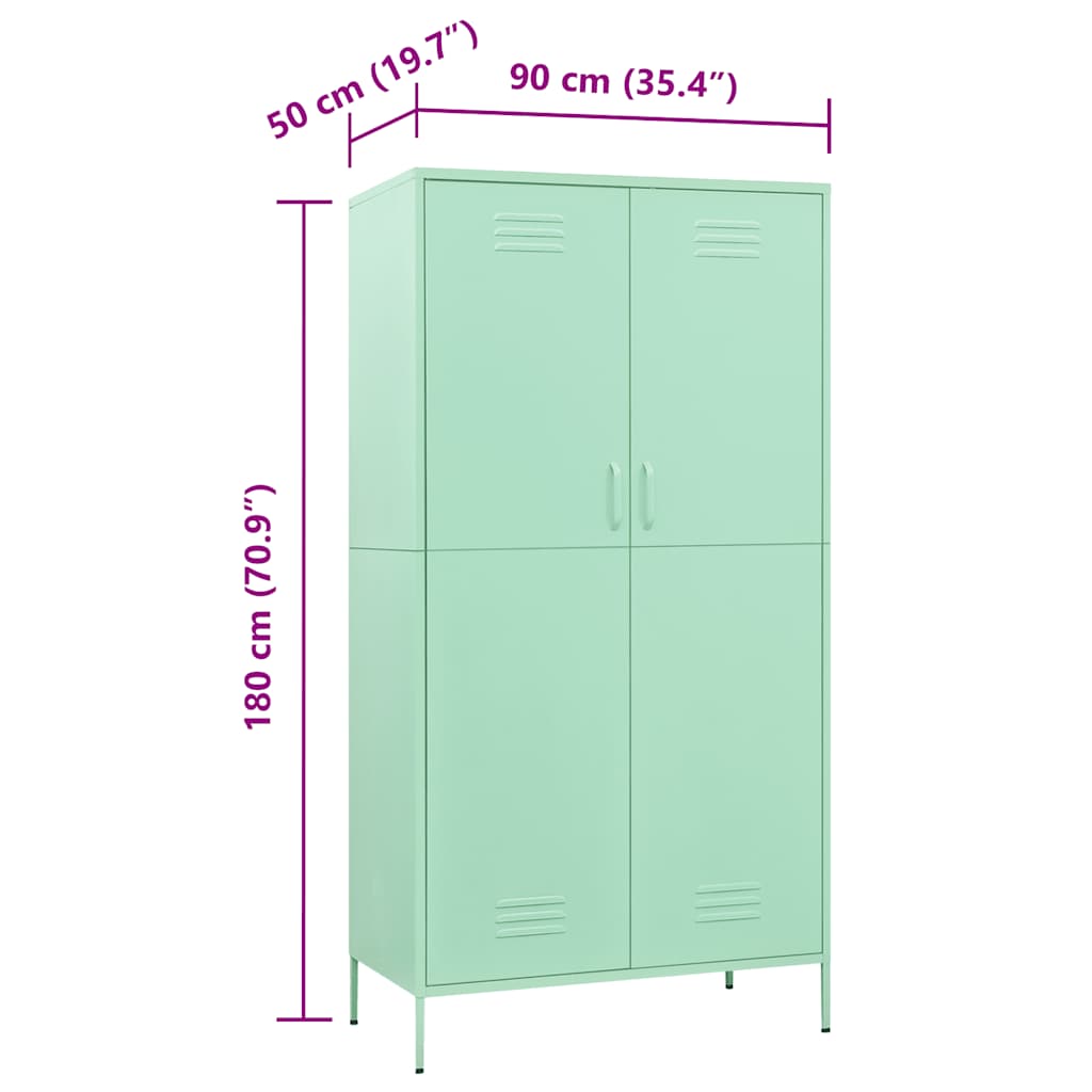 Ντουλάπα Χρώμα Μέντα 90 x 50 x 180 εκ. από Ατσάλι