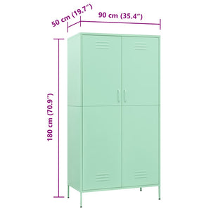 Ντουλάπα Χρώμα Μέντα 90 x 50 x 180 εκ. από Ατσάλι