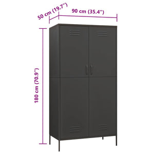 Ντουλάπα Ανθρακί 90 x 50 x 180 εκ. από Ατσάλι