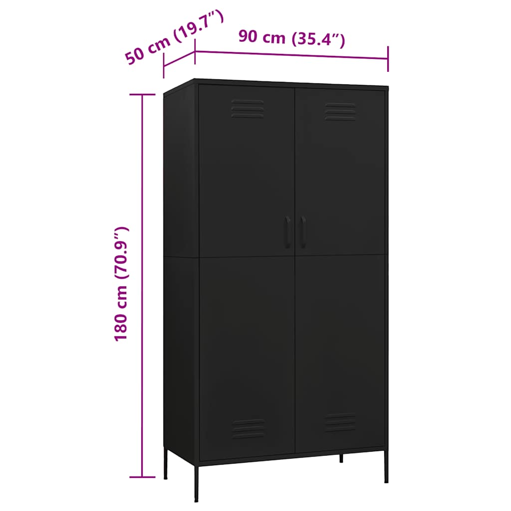 Ντουλάπα Μαύρη 90 x 50 x 180 εκ. από Ατσάλι