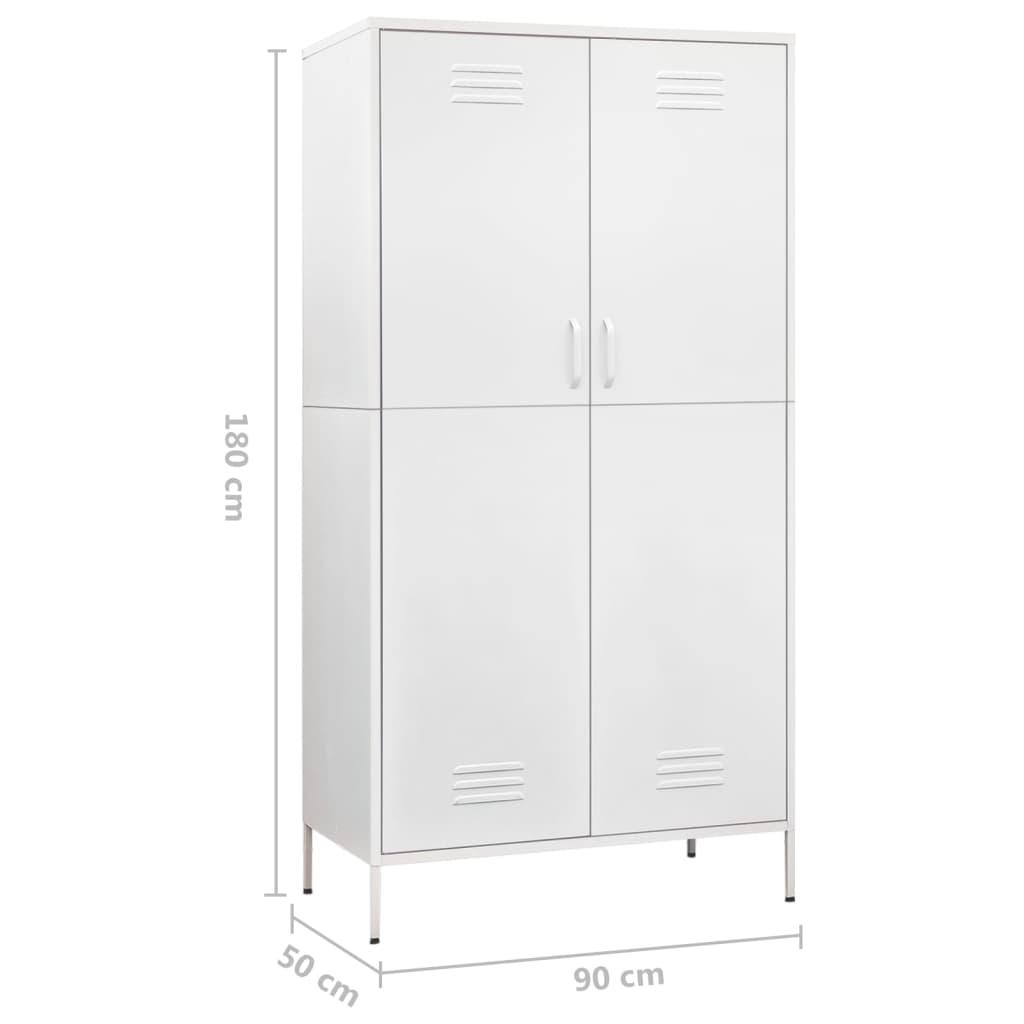 Ντουλάπα Λευκή 90 x 50 x 180 εκ. από Ατσάλι - Pakobazaar