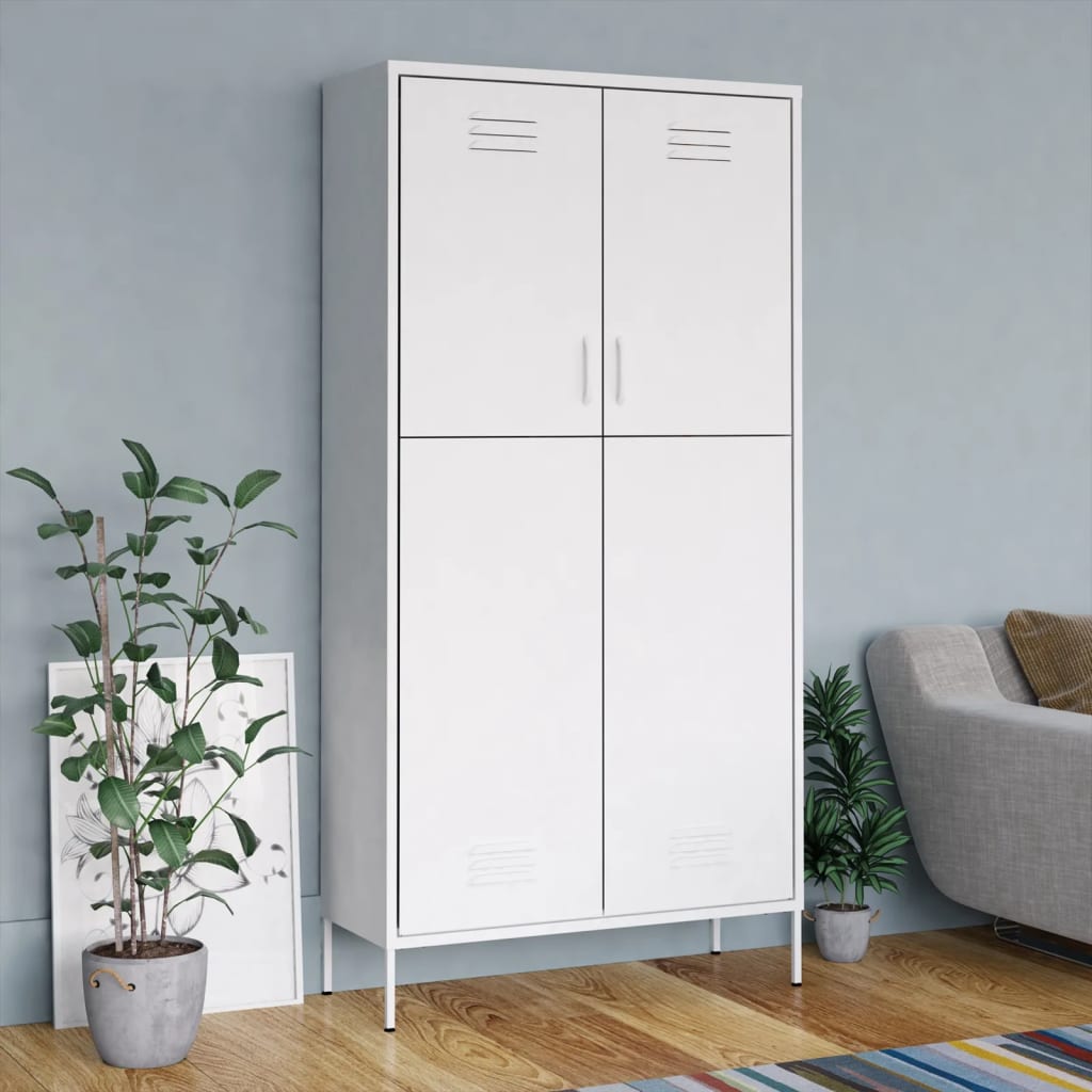 Ντουλάπα Λευκή 90 x 50 x 180 εκ. από Ατσάλι - Pakobazaar