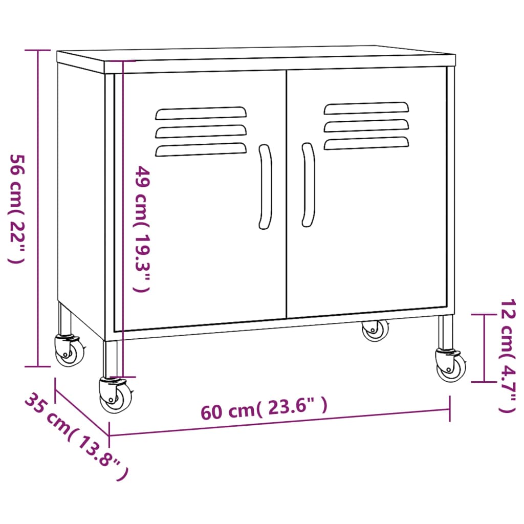 Ντουλάπι Αποθήκευσης Πράσινο Λαδί 60 x 35 x 56 εκ. από Ατσάλι