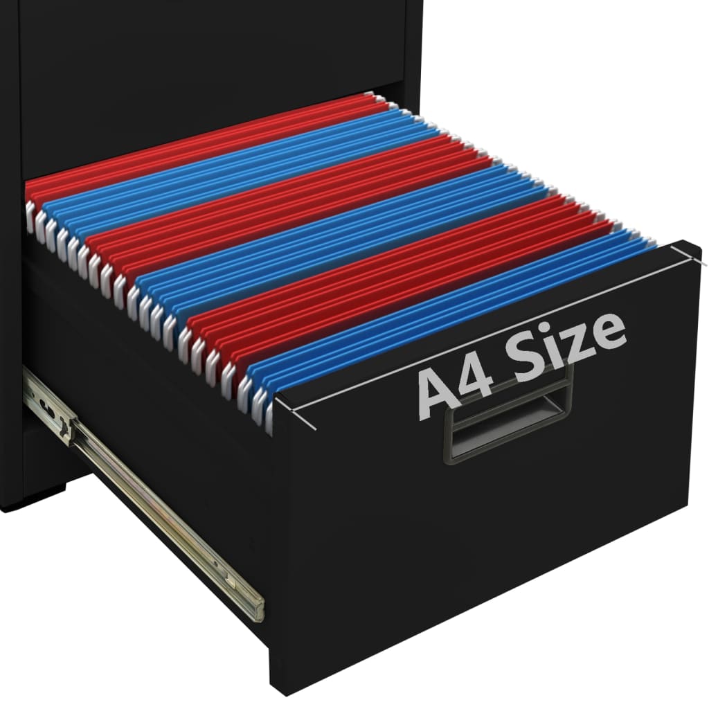 Αρχειοθήκη Μαύρη 46 x 62 x 102,5 εκ. από Ατσάλι