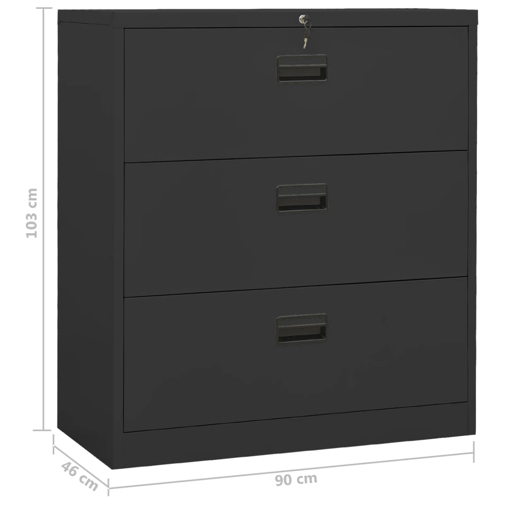 Αρχειοθήκη Ανθρακί 90 x 46 x 103 εκ. από Ατσάλι