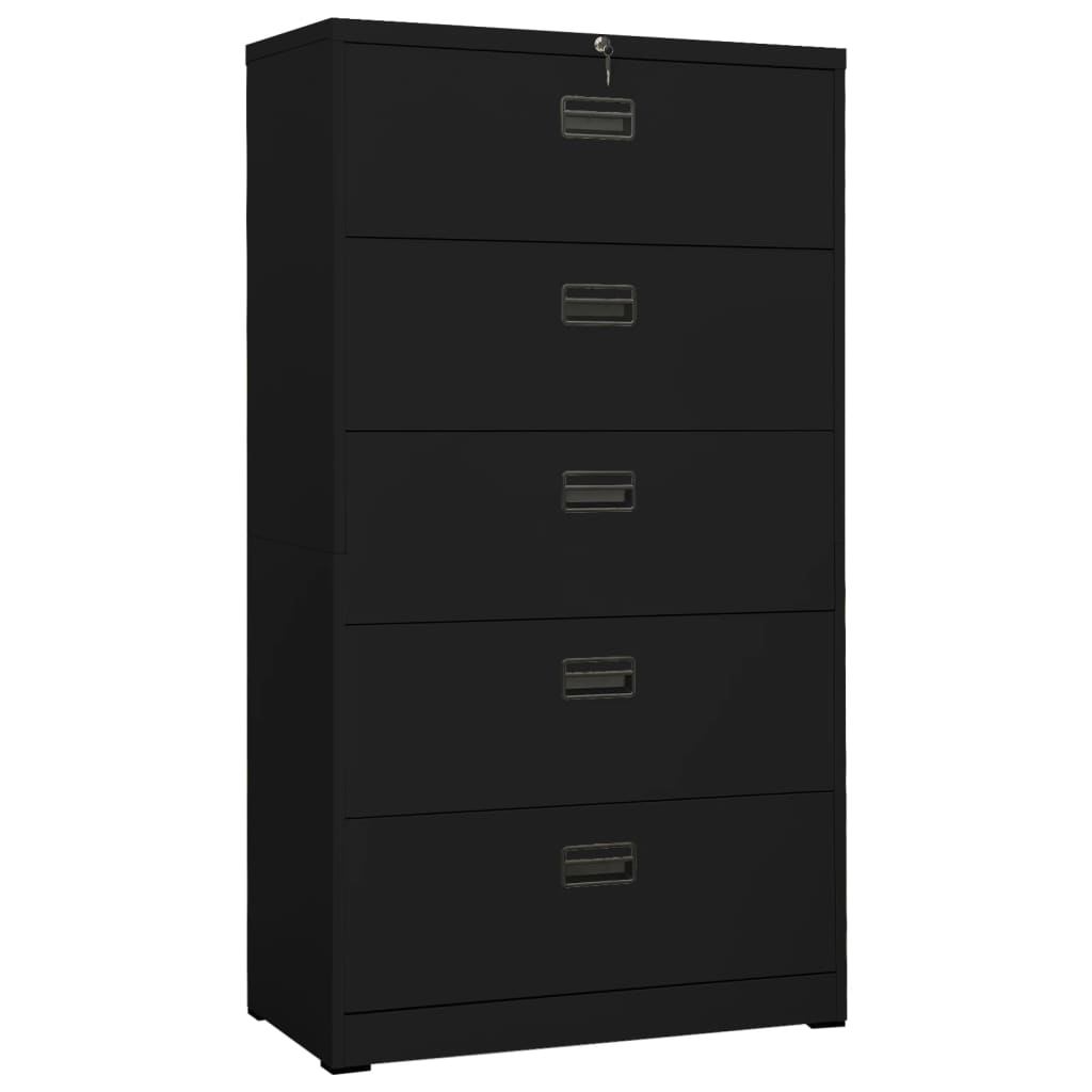 Αρχειοθήκη Μαύρη 90 x 46 x 164 εκ. από Ατσάλι - Pakobazaar