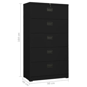 Αρχειοθήκη Μαύρη 90 x 46 x 164 εκ. από Ατσάλι - Pakobazaar